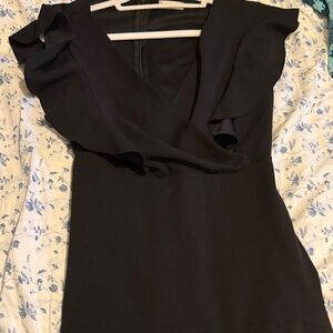 Altar'd State Black One-Shoulder Ruffle Dress